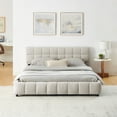 thumbnail image 4 of Queen Size Upholstered Bed ,comfortable upholstered bed frame, Chenille fabric, with headboard and solid bed frame. With drawer for storage.-Beige(88.5''*68.5''*31''), 4 of 9