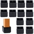 thumbnail image 1 of Protector de patas de silla cuadrado, 12 unidades, 49-53 mm, protector de patas de mesa y silla, PVC, tapas cuadradas con fieltro, protector de patas de silla cuadrado negro para patas de silla, patas, 1 of 5