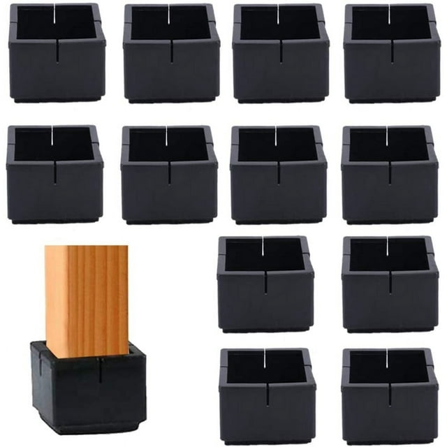 Protector de patas de silla cuadrado, 12 unidades, 49-53 mm, protector de patas de mesa y silla, PVC, tapas cuadradas con fieltro, protector de patas de silla cuadrado negro para patas de silla, patas