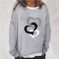 thumbnail image 2 of FAIWAD Women's Spring Long Sleeve Sweatshirts Round Neck Heart Pint Drop Shoulder Pullover Tops, 2 of 3