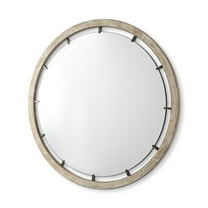 Mercana Sonance 46" Round Brown Wood Frame Mirror