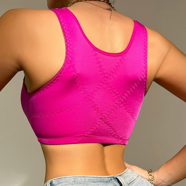 Entyinea Minimizer Bras for Women Double Support Wirefree Bra Hot Pink 3XL  