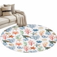 thumbnail image 2 of Area Rug 48in, Underwater Ocean Coral Starfish Floor Carpet Living Room Rug, Sea Turtle Shell Conch Pearl Non-Slip Welcome Mat Indoor Rugs for Bedroom Dining Room, 2 of 9