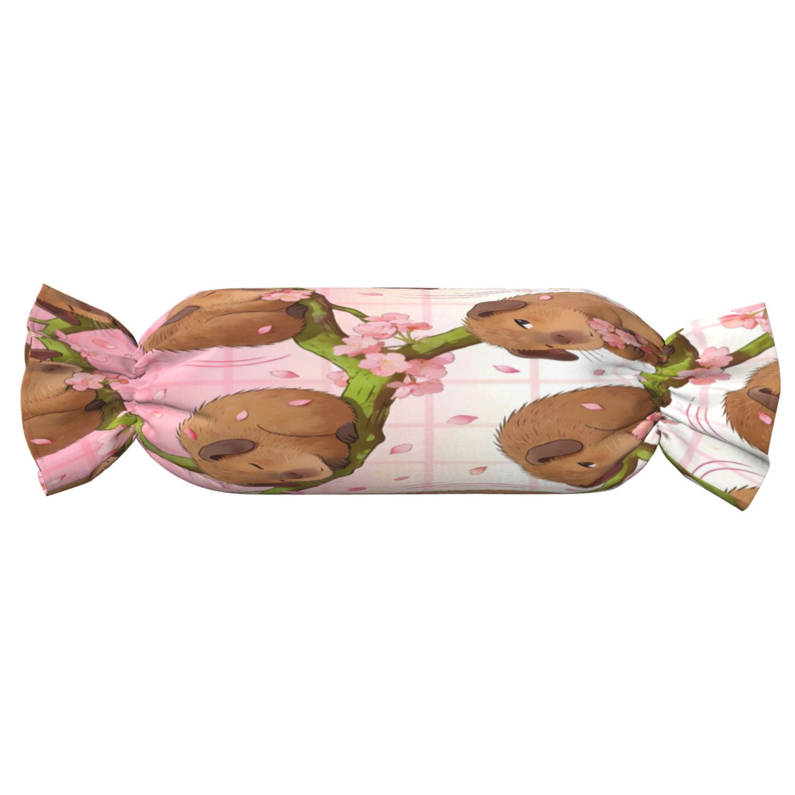Candy Throw Pillow Travel Cervical Pillow Cylindrical Neck Body Cushion With Insert For Bed Couch Home Decor 9.8x24.4in Capybaras Sleeping On Tree Branches