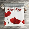 thumbnail image 2 of Ambesonne Floral Quilted Coverlet 3 Pcs, Vivid Rose Flower Petal, King Size, Vermilion and White, 2 of 2