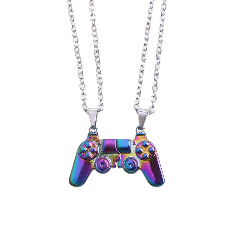 2 Pcs/set Couple Bff Matching Magnet Necklaces Game Controller With Pendant