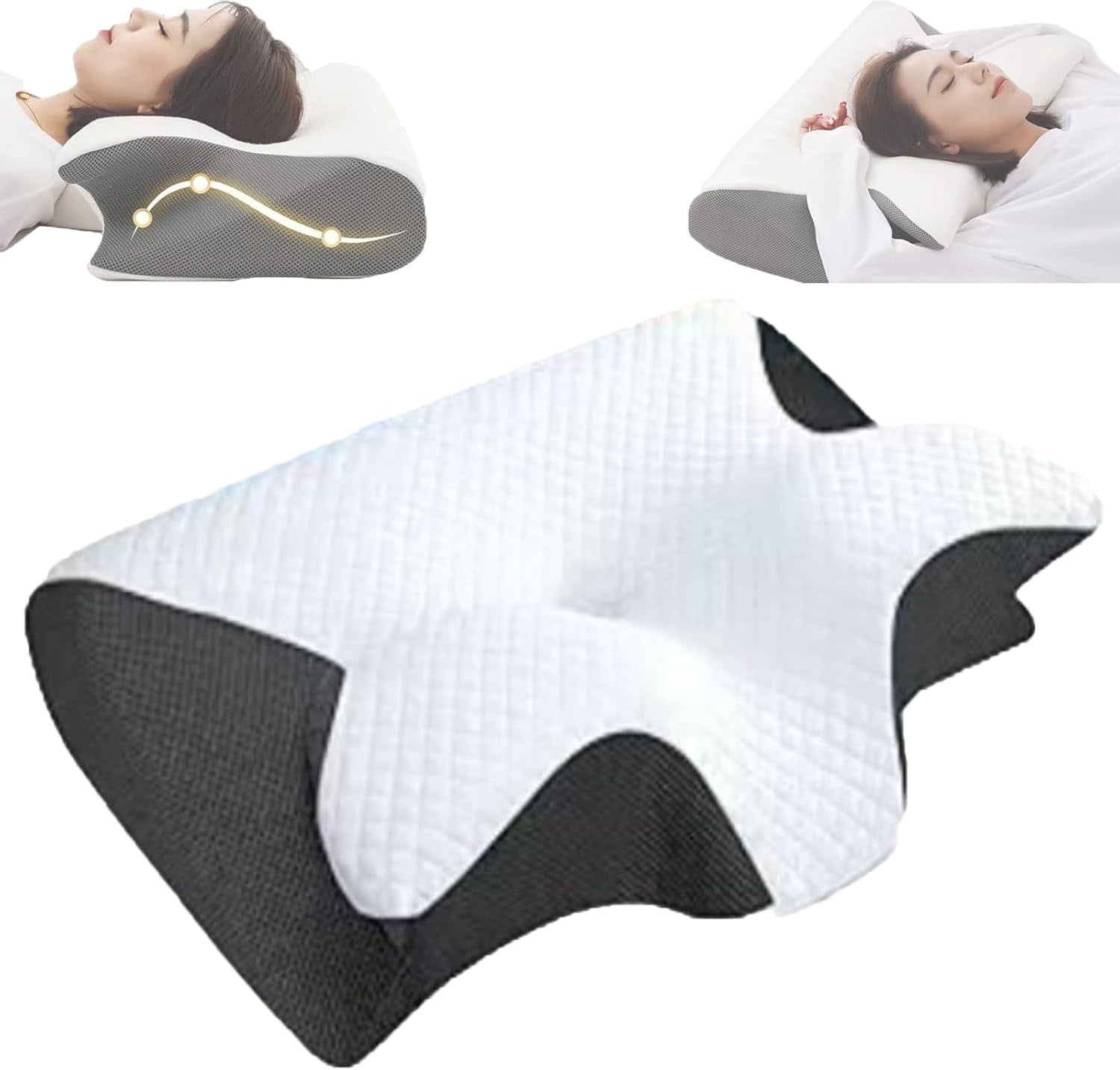 Pillow for snoring relief and sleep apnea,Ergonomic Contour Support Pillows, Air Way Cervical Pillow for Sleep Apnea, for Side Sleepers, Back Sleepers