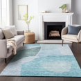 thumbnail image 5 of HomeRoots 655289 3 x 5 ft. Teal & Ivory Abstract Transitional Washable Machine Made Rectangle Area Rug with UV Protection, 5 of 9