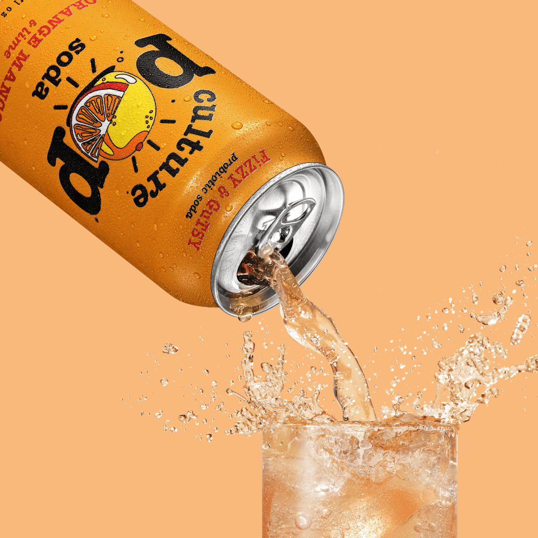 (2 pack) Culture Pop Soda Orange Mango, Probiotic Soda, 12 fl oz