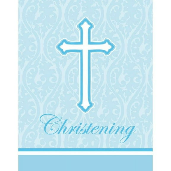 Faith Blue Christening Invitations 8 Per Pack