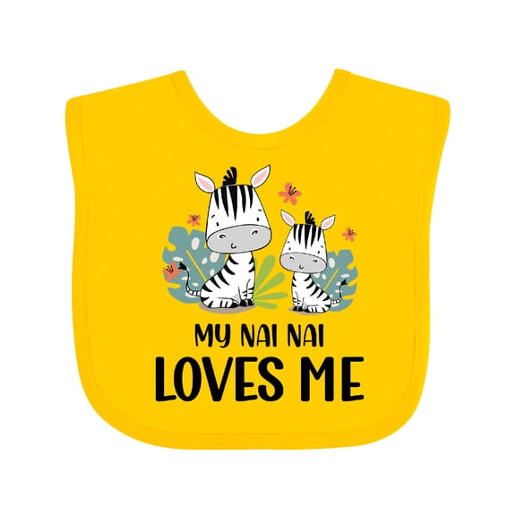 Inktastic Zebra My Nai Nai Loves Me Boys or Girls Baby Bib