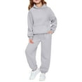 thumbnail image 2 of Cyglowse Toddler Girls Boys Sweatsuit Soild 2 Piece Sweatsuits for Teens Kids Sweatshirts and Jogger Sweatpants Sweat Sets Light Gray 6-7Y, 2 of 6