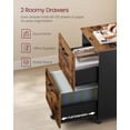 thumbnail image 4 of 2-Drawer Rolling File Cabinet for Home Office – Rustic Brown and Ink Black, Fits A4 and Letter Documents, 15.7" D x 16.5" W x 27.6" H, 4 of 7