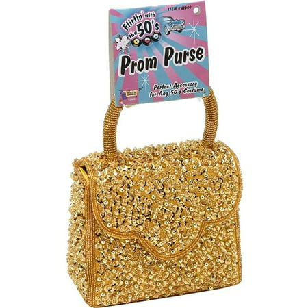 50'S Prom Gold Glitter Handbag Purse Clutch Halloween Costume Accessory