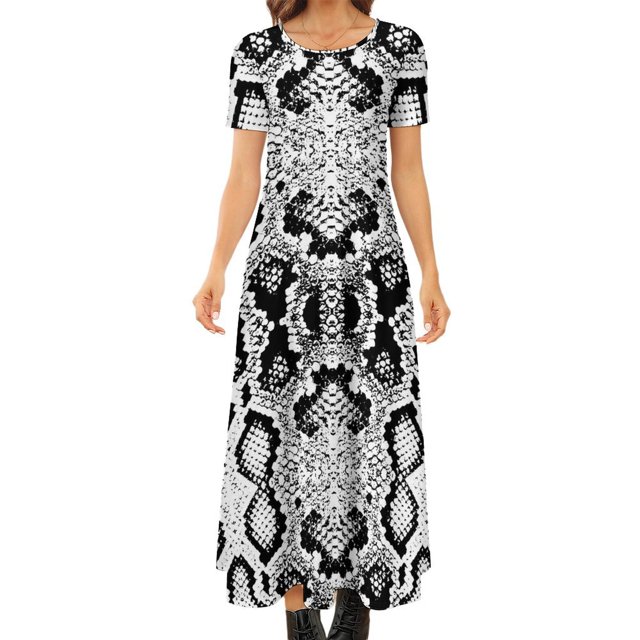 Snakeskin Dress Green and Black Python Aesthetic Bohemia Long Dresses Ladies Cute Maxi Dress Gift