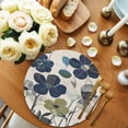 thumbnail image 2 of Navy Blue Green Floral Round 13 Inch Placemats Set of 6, Vintage Botanical Leaves HeatResistant Non Slip Place Mats for Dining Table, Wipeable Braided Kitchen Table Mats for Housewarming, 2 of 9