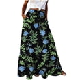 thumbnail image 2 of ClodeEU Women's Floral Printed Drawstring Elastic Waist Maxi Skirt with Pockets ,Casual Summer Flowy Long Skirt a-Black,Womens Plus XL, 2 of 7