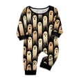 thumbnail image 2 of Halloween Pajamas, Halloween Matching Family Pajamas Beige Ghost Print Long Sleeve 2Pcs Pj Set Soft Sleepwear Nightwear Loungewear Holiday Party Costume Fun Festive Stylish Spooky Season for Family, 2 of 4