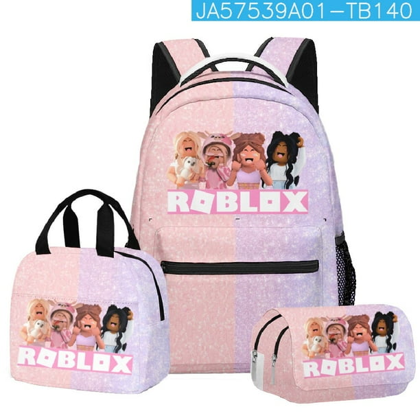 ROBLOX Virtual World-mochila escolar para niñas, bolsa de almuerzo, estuche de lápices de doble capa, juego de tres piezas