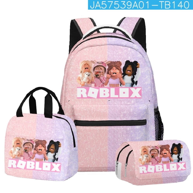 ROBLOX Virtual World-Conjunto de tres piezas, mochila escolar de primaria y secundaria, bolsa de almuerzo, estuche de lápices de doble capa, el mejor regalo
