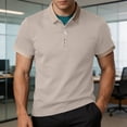thumbnail image 6 of DPTALR Men's Casual Contrast Trim Short Sleeve Button Polo Shirt,Beige,Big Men's,Tall Men's XL,Young Men's T-shirt, 6 of 7