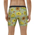 thumbnail image 2 of Men's Boxer Briefs, Sage Green With Sunflowers Soft and Breathable Mens Underwear Boxer Briefs With Widen Waist, 2 of 5