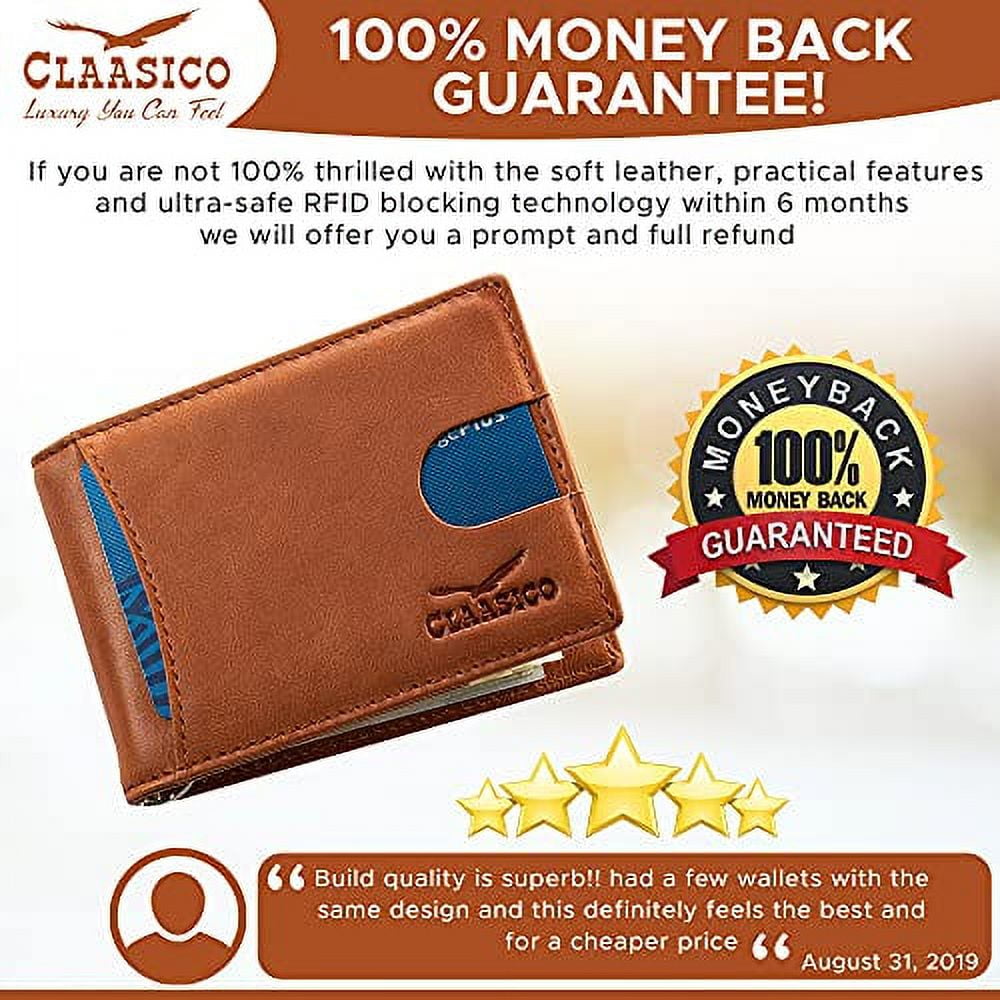 Super Slim RFID Leather Wallet For Men Card Holder With Money Clip
