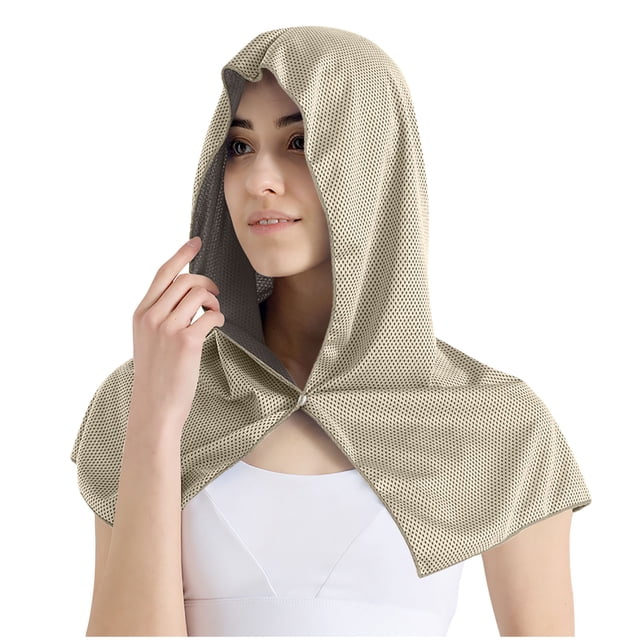 Haut à Capuche avec Protection Solaire pour Femmes, Manches 3/4, Col Rond, Séchage Rapide, Mode Décontractée, Vert Militaire