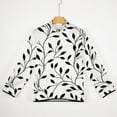 thumbnail image 5 of Black Leaves White Background Pattern Men's Stand Collar Sweater Long Sleeve Clothing Loose Fit Sports Sweater, 5 of 8