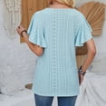 thumbnail image 4 of Bainana Women'S Stylish Fit Summer Tshirt Solid Color Ruffled Sleeve V Neck Tops Breathable Soft Ladies Casual Holiday School Work T Shirt Blue Size S, 4 of 5