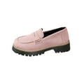 thumbnail image 2 of HaiMao Womens Loafers Slip On Casual Chunky Platform Heel Loafers Classic Penny Dressy Comfy Business Work Shoes Pink 9(42), 2 of 3