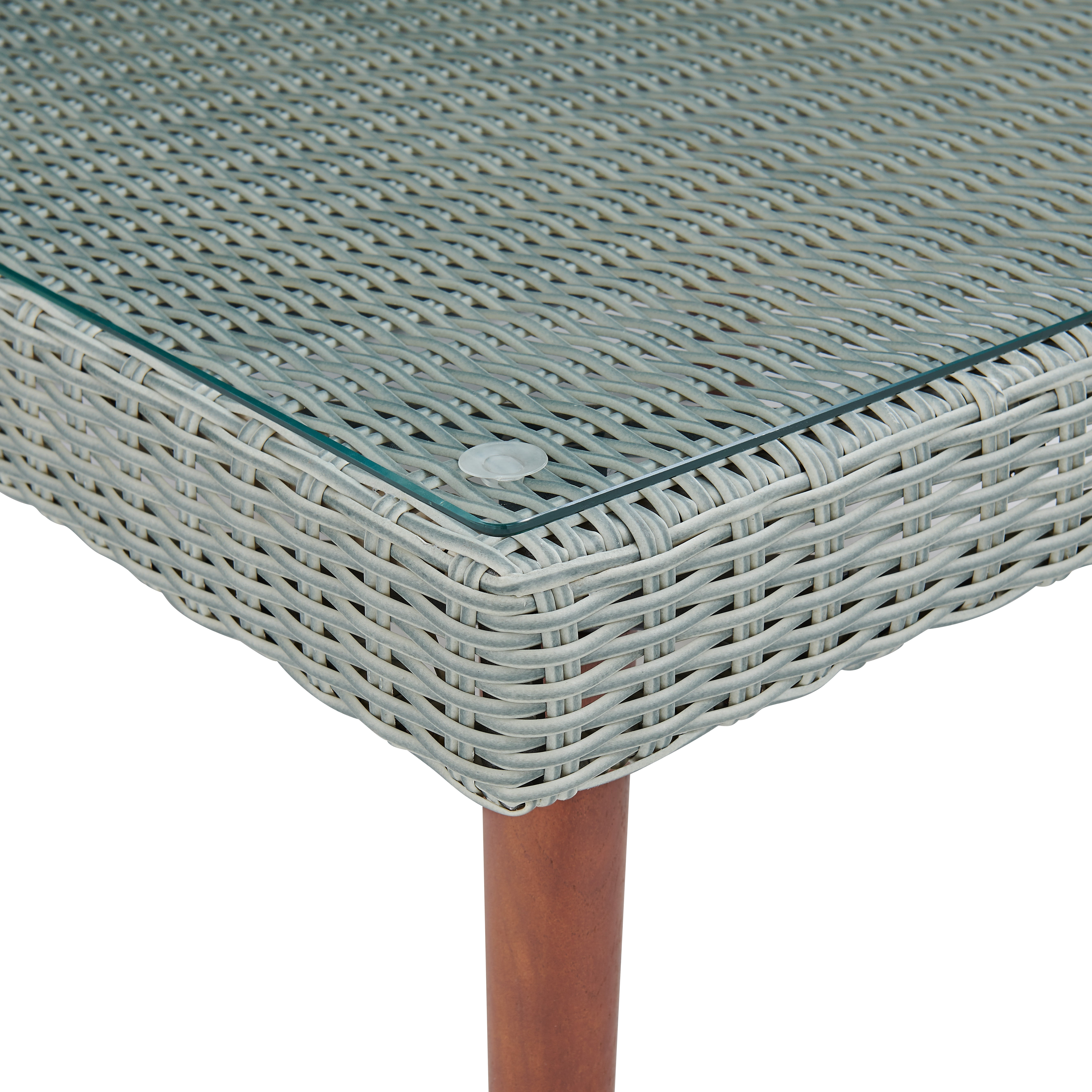 Bolton Furniture Albany All-Weather Wicker Outdoor Gray 29- inch Square Coffee Table with Glass Top