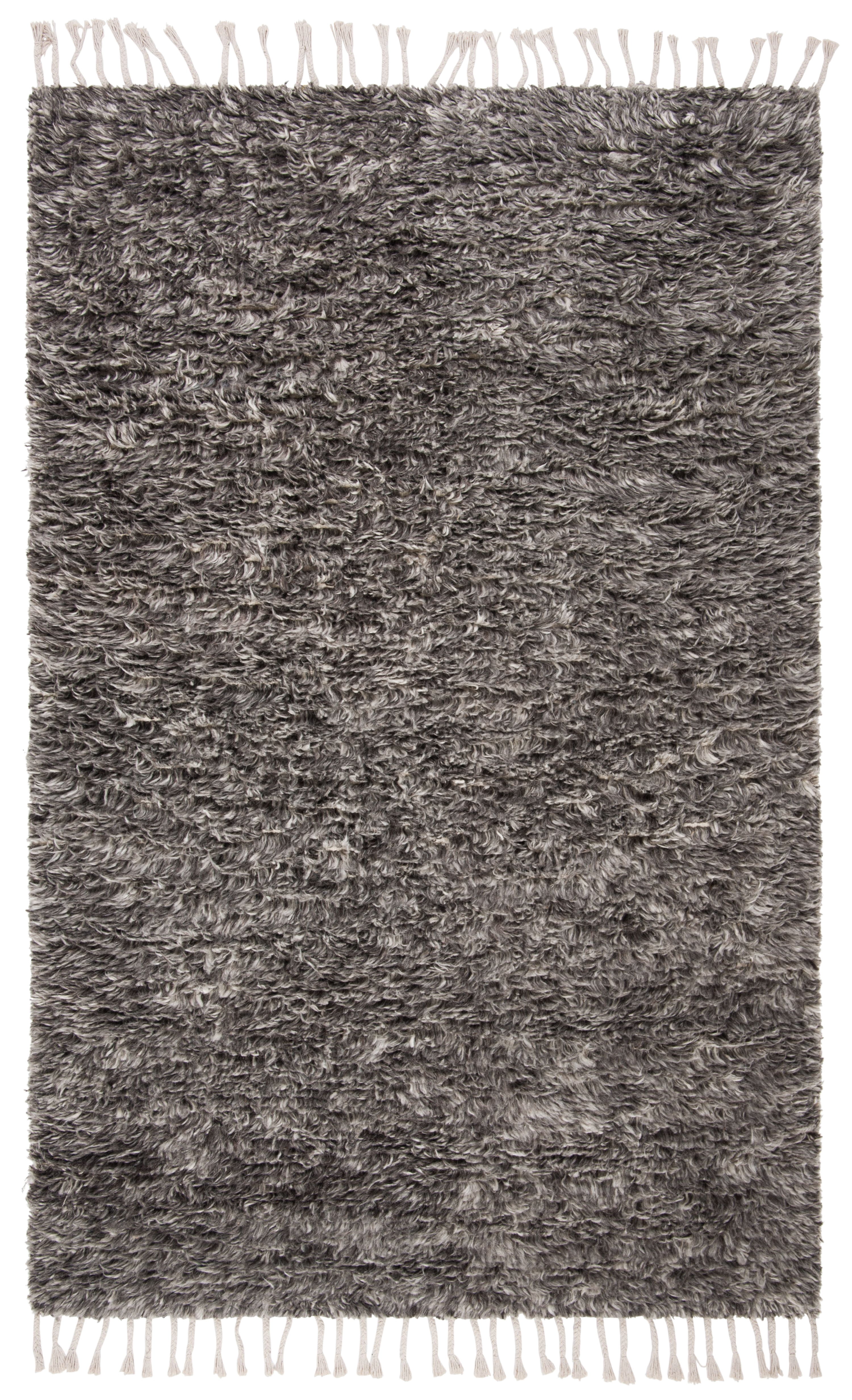 SAFAVIEH Casablanca Anglia Solid Plush Wool Shag Area Rug, Grey, 5' x 8'