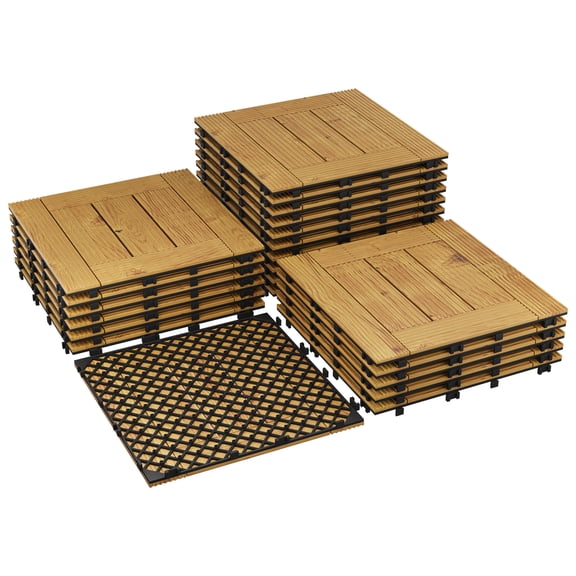 Garvee 22-Pack 12"X12" Acacia Wood Deck Tiles | 21 Sq ft Snap-Together Patio Flooring, Yellow