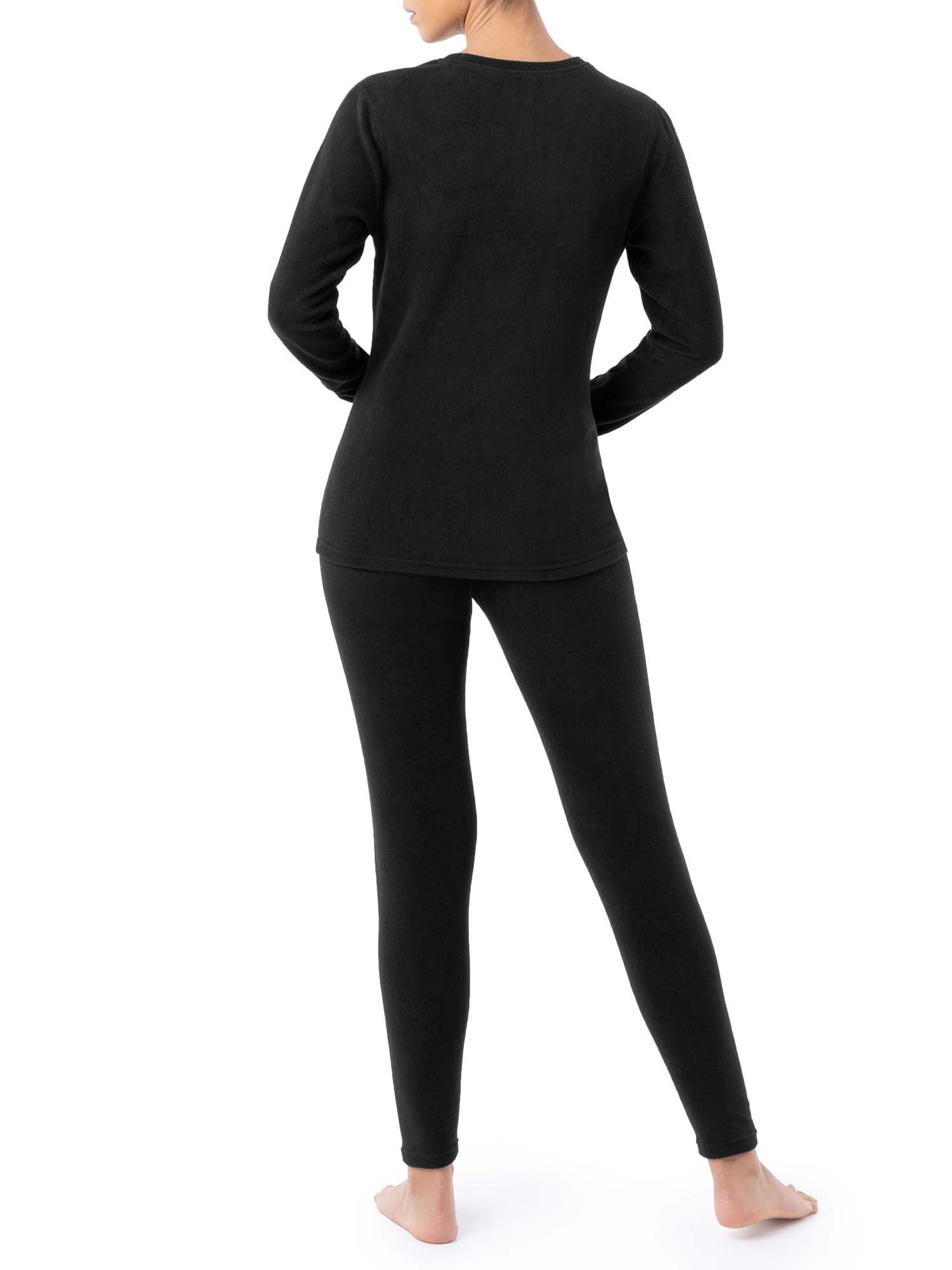 Fruit of the Loom Women's & Women's Plus Stretch Fleece Thermal Top and Bottom Set