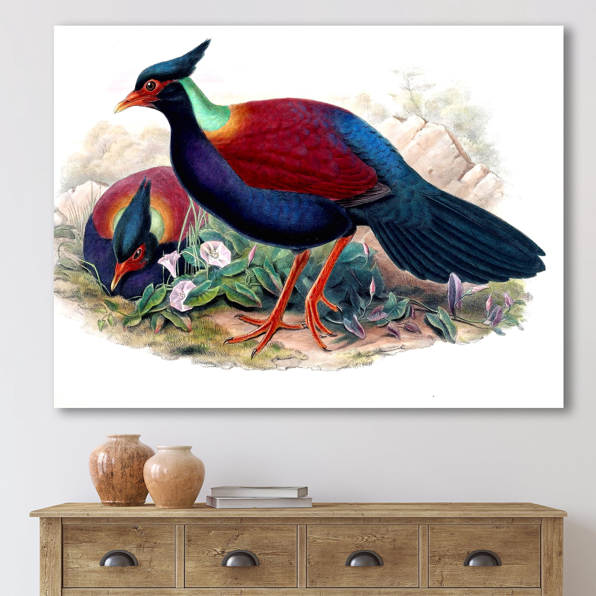 Designart ' Ancient Birds In The Wild II ' Traditional Canvas Wall Art Print