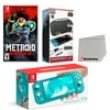 Nintendo Switch Lite Console Turquoise with Metroid Dread, Accessory Starter Kit and Screen Cleaning Cloth Bundle - Import with US Plug