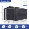 thumbnail image 3 of NETAJE 8x12 FT Outdoor Metal Shed with Updated Aluminum Frame, Storage Shed with Lockable Doors & Sliding Roof for Backyard, Garden, Gray, 3 of 8
