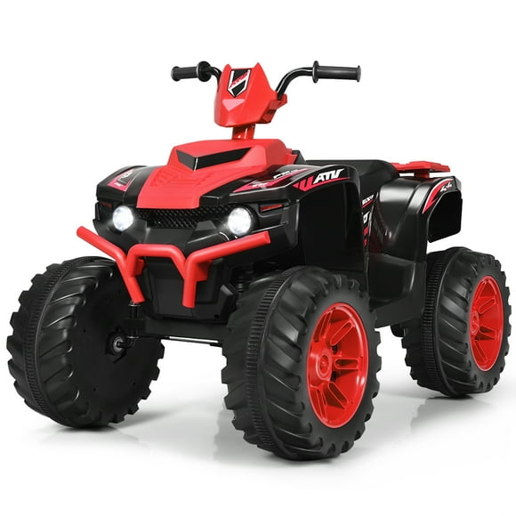 Gymax VTT Électrique 12 V pour Enfants, 4 Roues, avec Musique, Lumière DEL, Rouge