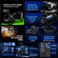 thumbnail image 3 of PC Gamer Completa Xtreme PC Gaming ALIENWARE NVIDIA GeForce RTX 5060 AMD Ryzen 7 5700X 32GB SSD 1TB Monitor 32 180Hz Sistema Liquido WIFI gaming 1080p, estudios y multitarea, 3 of 6