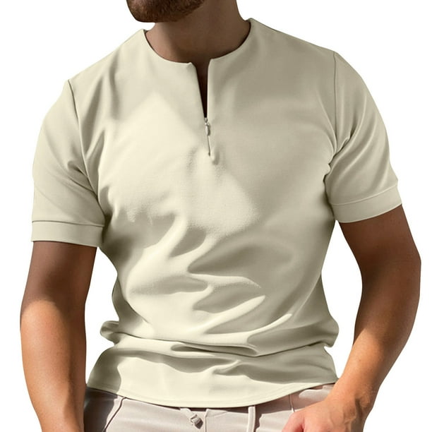 outfmvch polo shirts for men casual invisible zipper turn-down collar ...