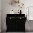 thumbnail image 3 of Double Tilt-Out Trash Cabinet & Free Standing Laundry Sorter, 2-Compartment Tilt-Out Hamper, Modern Black Bathroom Storage Cabinet, 3 of 9