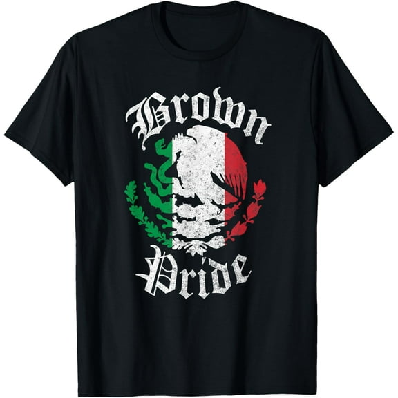 t-shirt Brown Pride T-Shirt | Mexican Flag Tshirt Gift T-Shirt mens,black,women,funny,journey,Crew Neck, Short Sleeve,printing