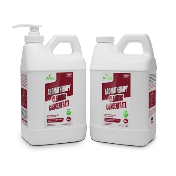 Naeterra Aromatherapy Cleaning Concentrate| Synthetic Free, Plant-Based | Loaded with Essential Oils | Makes 48 Gallons | Amazing Fragrance | No Harsh Chemicals | Multi-Purpose Cleaner | 2 x 64 Oz