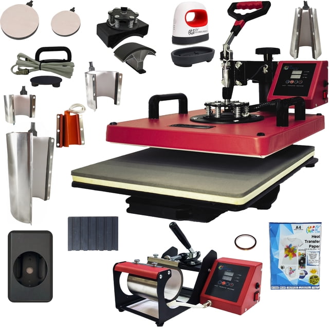 Combo 14 En 1 EV Technologies plancha sublimacion color roja.