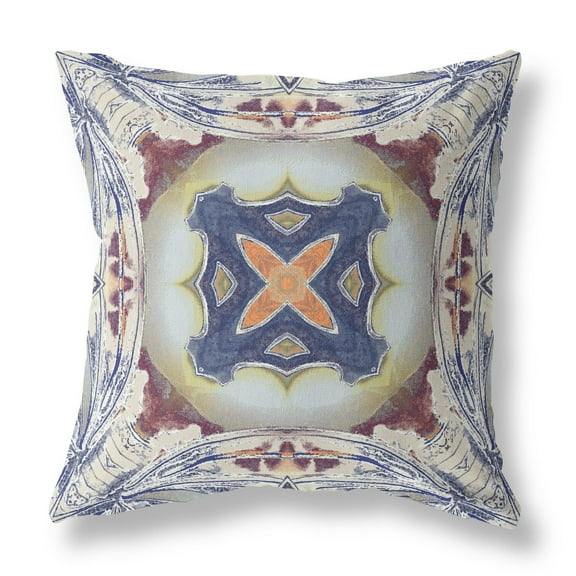 18" Gray Brown Geo Tribal Suede Throw Pillow