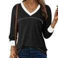 thumbnail image 4 of Hinvhai V Neck Plus Size Long Sleeve Shirts for Women Basic Tshirts Fall Trendy Tops Spring Clothes Dressy Casual Blouses Black M(M), 4 of 9