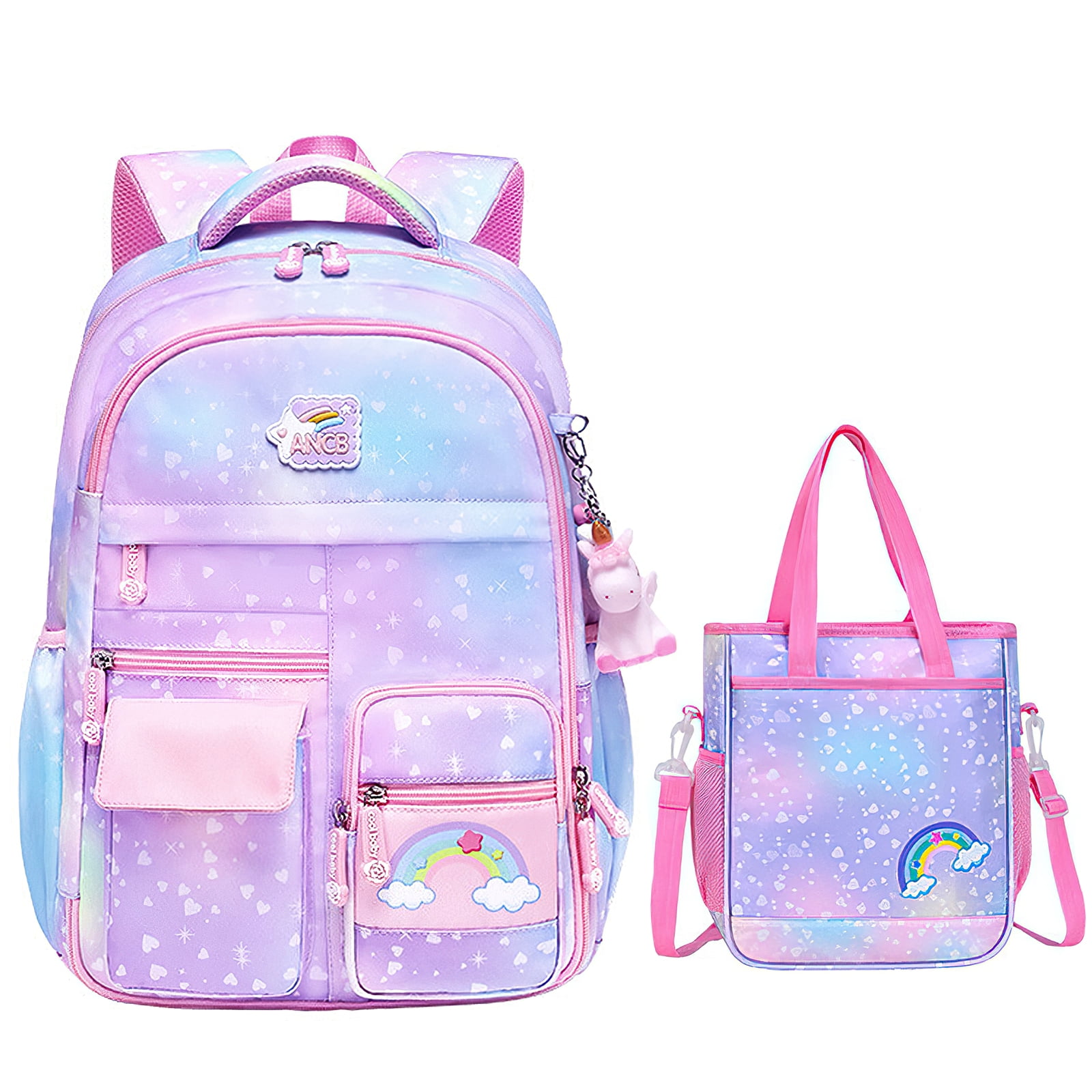 Kadyn Girls Backpack, Waterproof Princess School Backpacks for Teen Girl Kid Students, Cute Book Bag with Compartments and Lunch Bag, Purple Kadyn Girls Backpack, Waterproof Princess School Backpacks for Teen Girl Kid Students, Cute Book Bag with Compartments and Lunch Bag, Purple