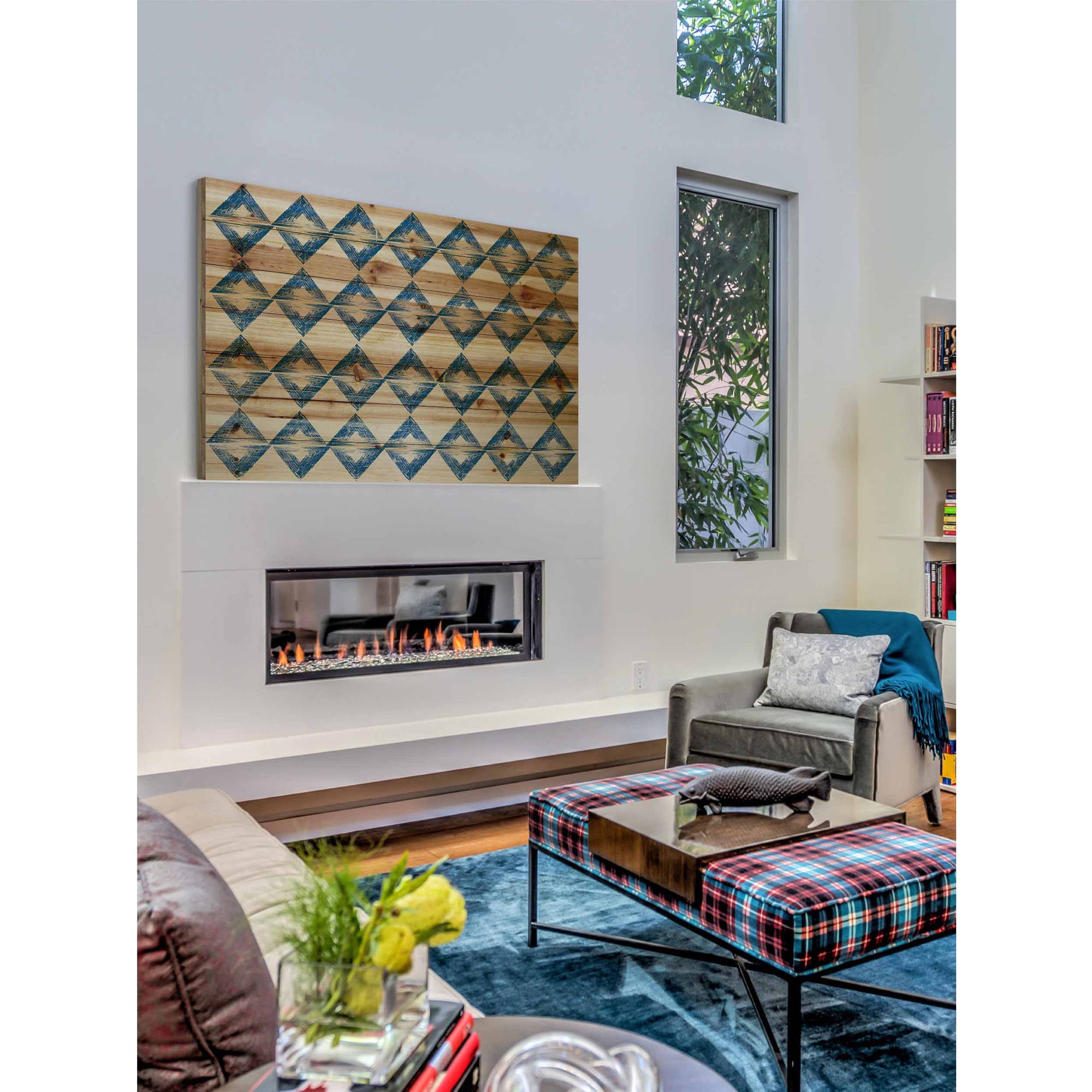Marmont Hill - "Square Symmetry" Painting Print on Natural Pine Wood