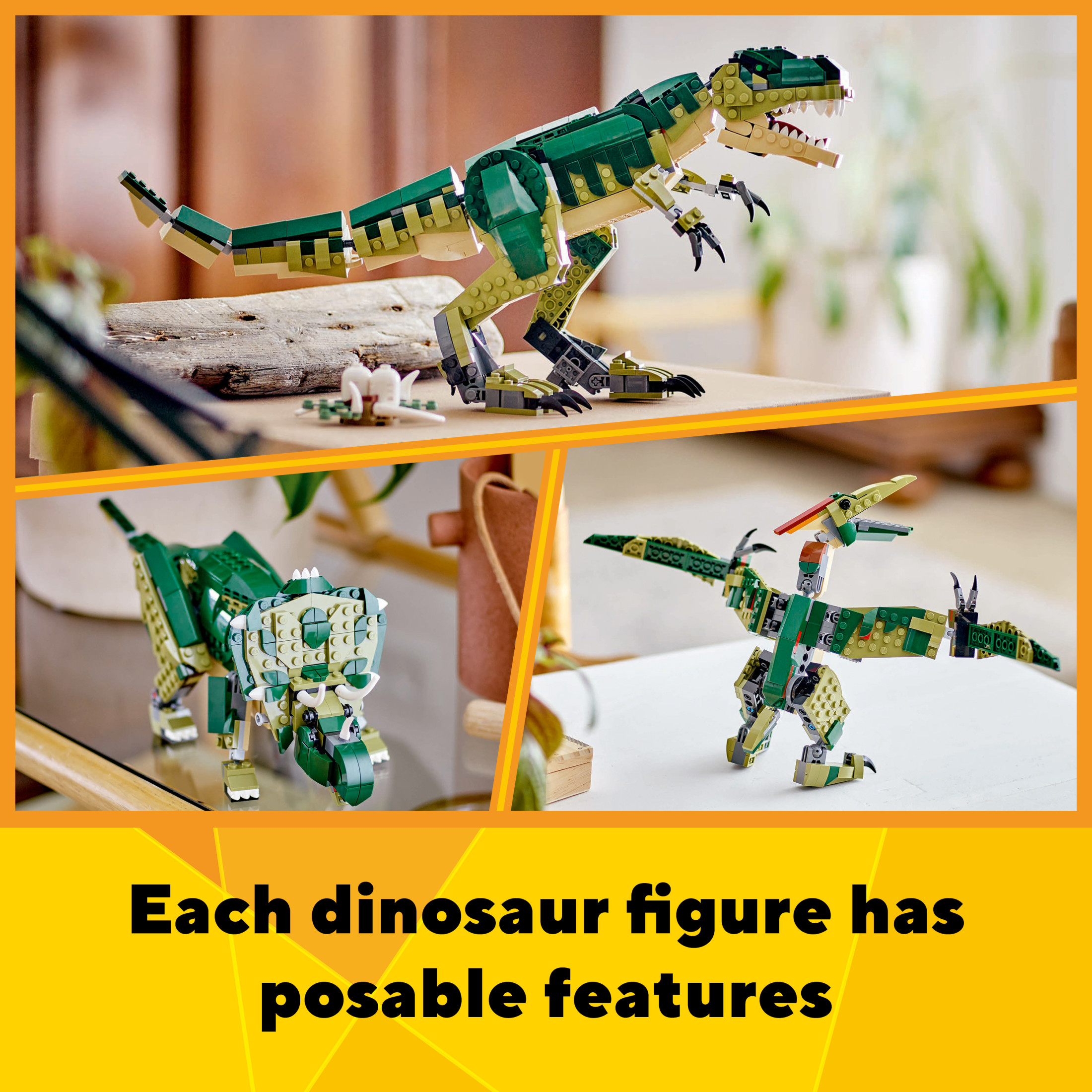 LEGO Creator 3 en 1 Juguete de Dinosaurio T-Rex - Idea de Regalo de Cumpleaños para Niños y Niñas - Opción de Construir T-Rex, Triceratops y Pterodáctilo - 31151 5
